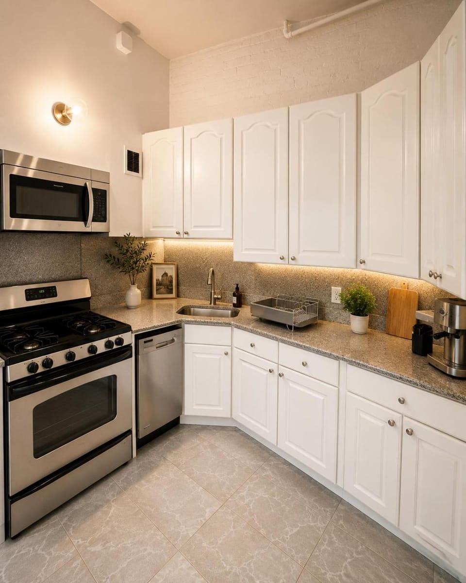 Coffee/tea facilities, Kitchen or kitchenette, dishwasher, oven, stove, toaster