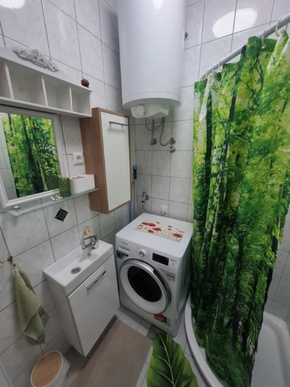 Bathroom, towels, washing machine, dryer