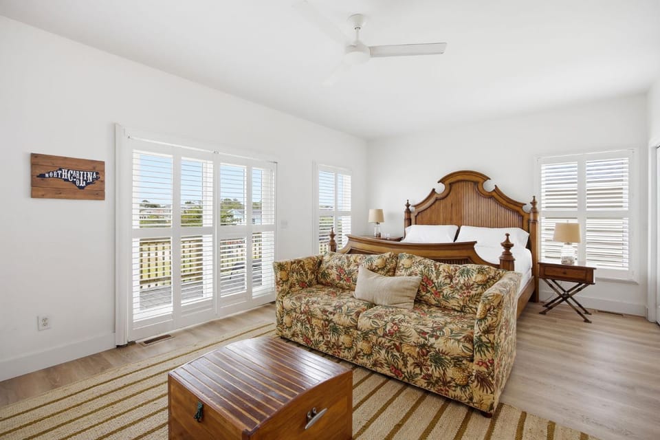 Steps from Beach with Ocean Views and Fresh Updates House in Oak Island