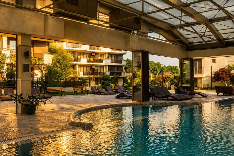 Day, Natural landscape, Garden, Garden view, Pool view, Swimming pool, sunbed
