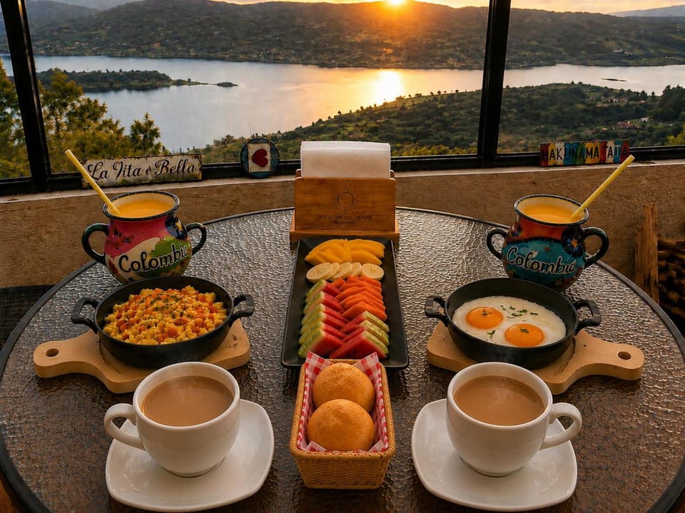 Natural landscape, American breakfast