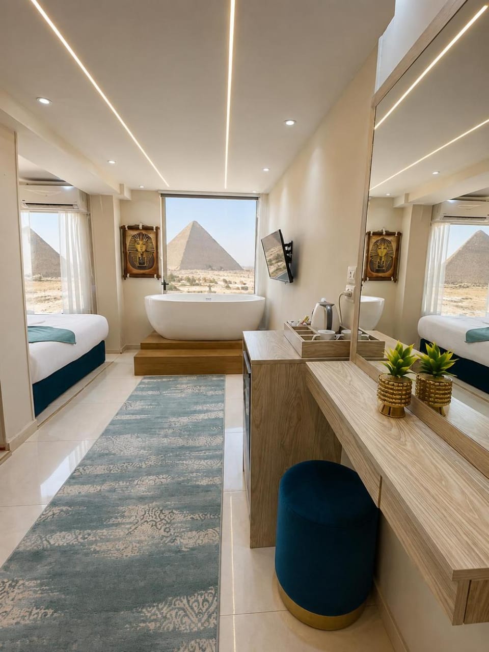 Bed, Natural landscape, Living room, Photo of the whole room, Seating area, Bedroom, Mountain view