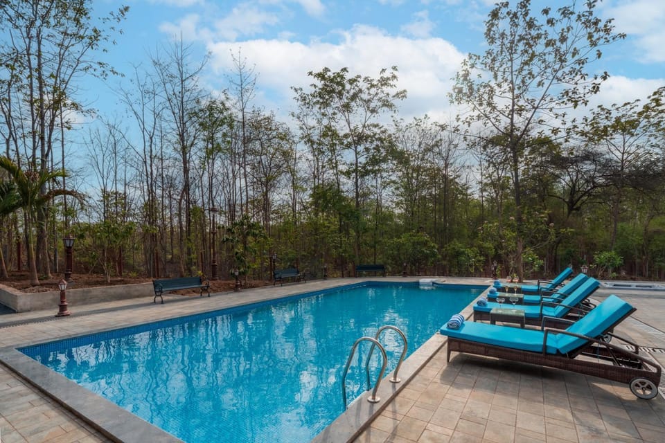 Swimming pool, sunbed