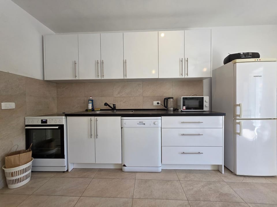 Kitchen or kitchenette, dishwasher, oven, stove