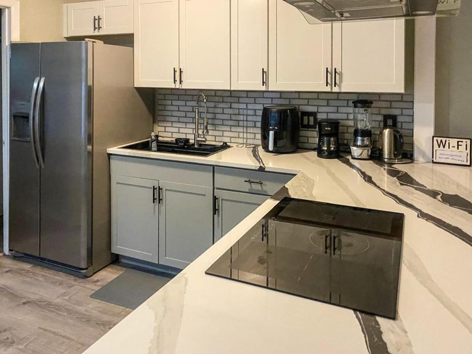 Kitchen or kitchenette, stove
