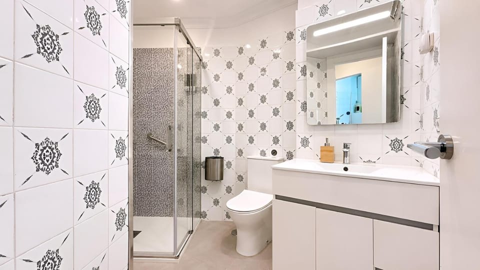 Shower, Toilet, hair dryier, washing machine