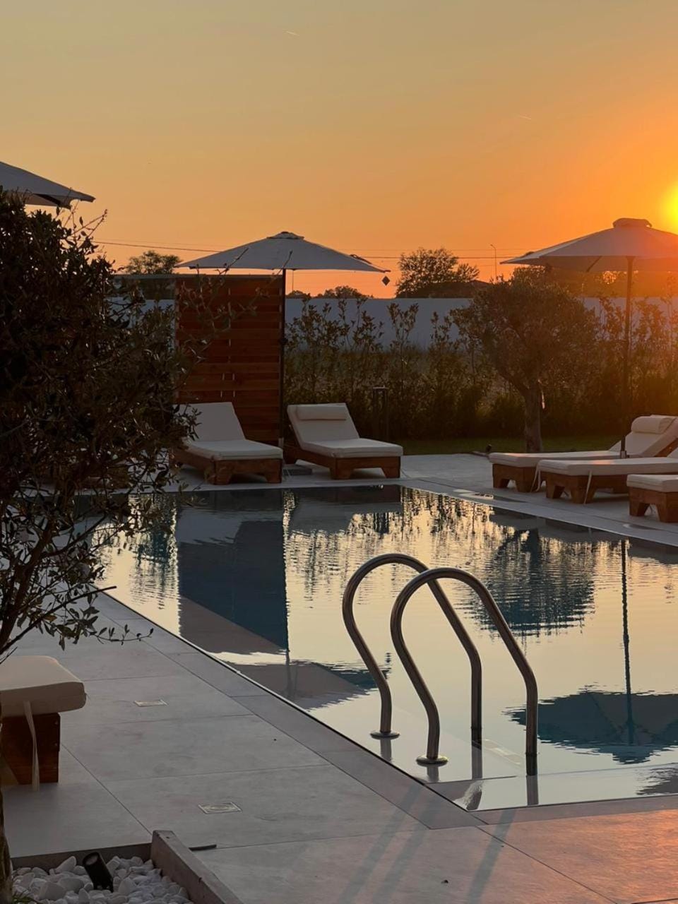 Natural landscape, Pool view, Swimming pool, Sunset