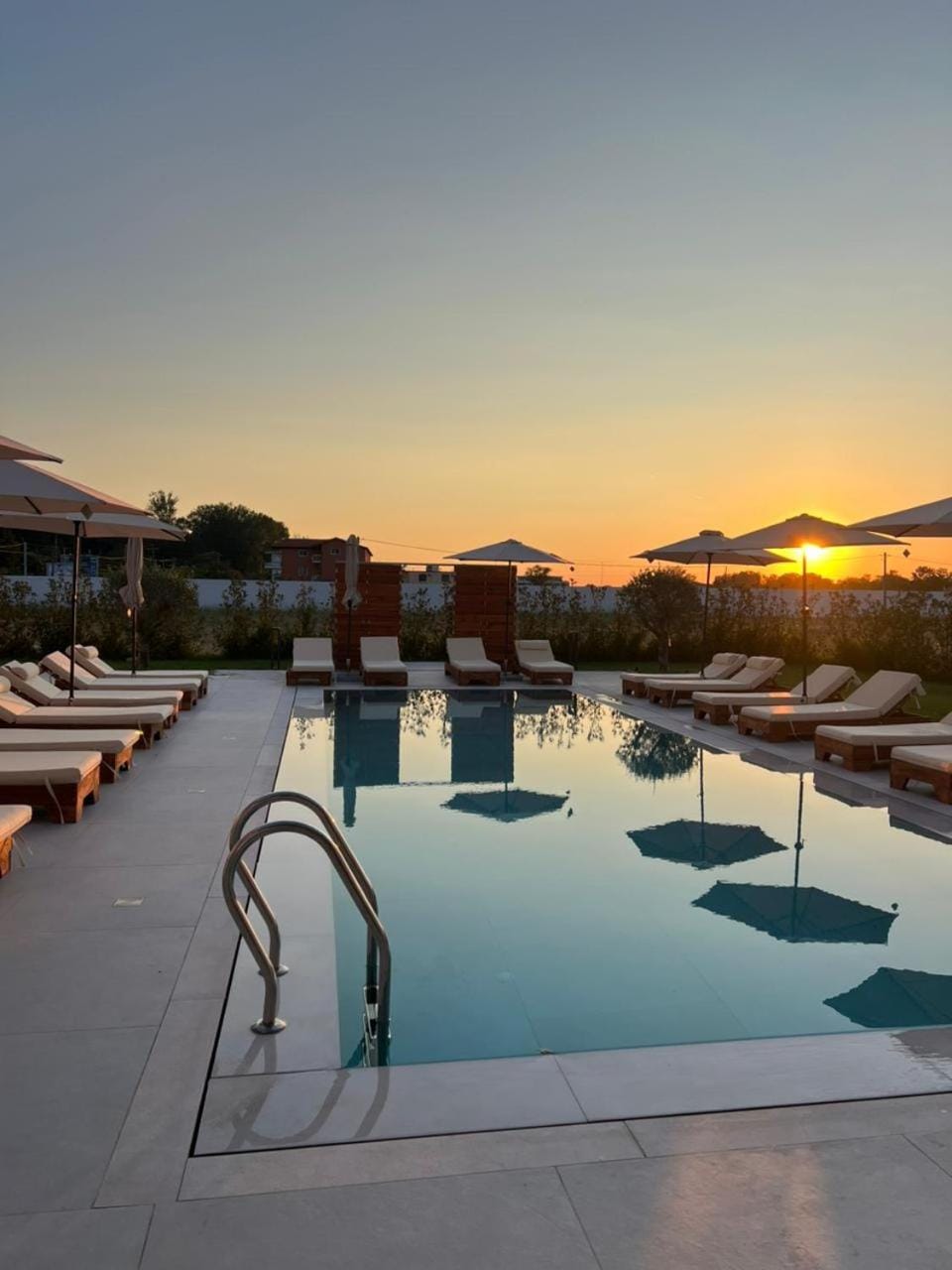 Natural landscape, Pool view, Swimming pool, Sunset