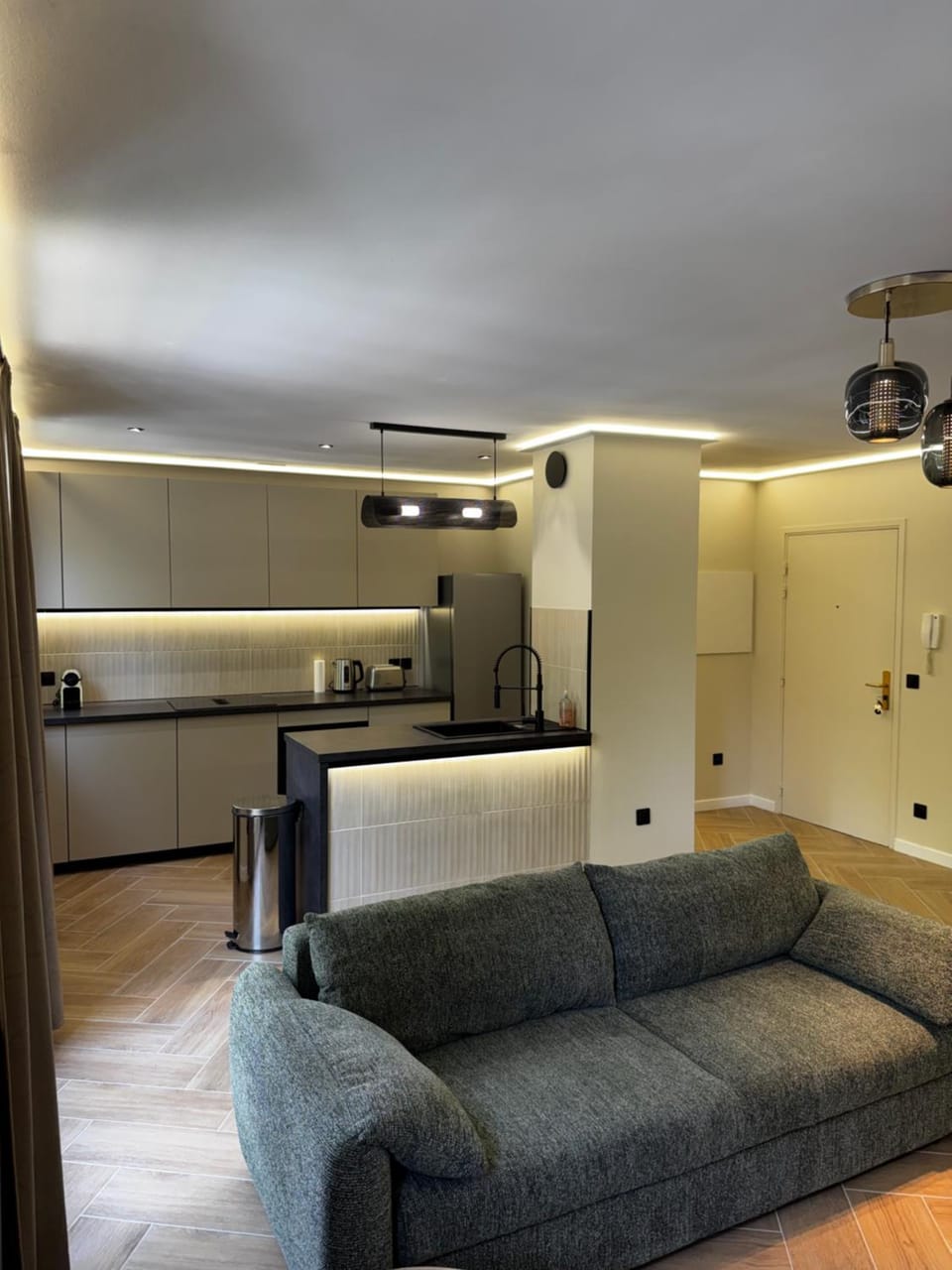 Living room, kitchen