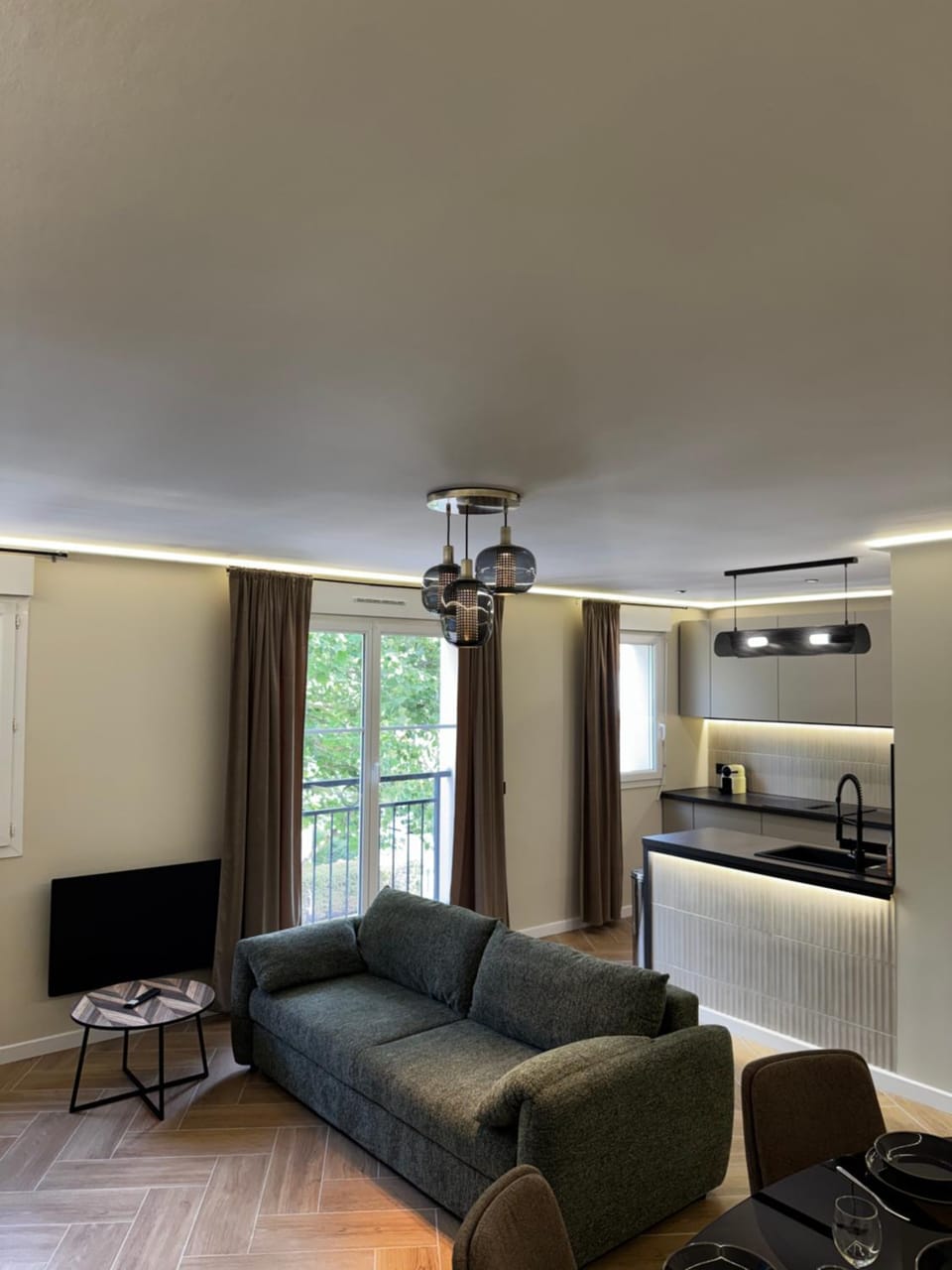 Living room, kitchen
