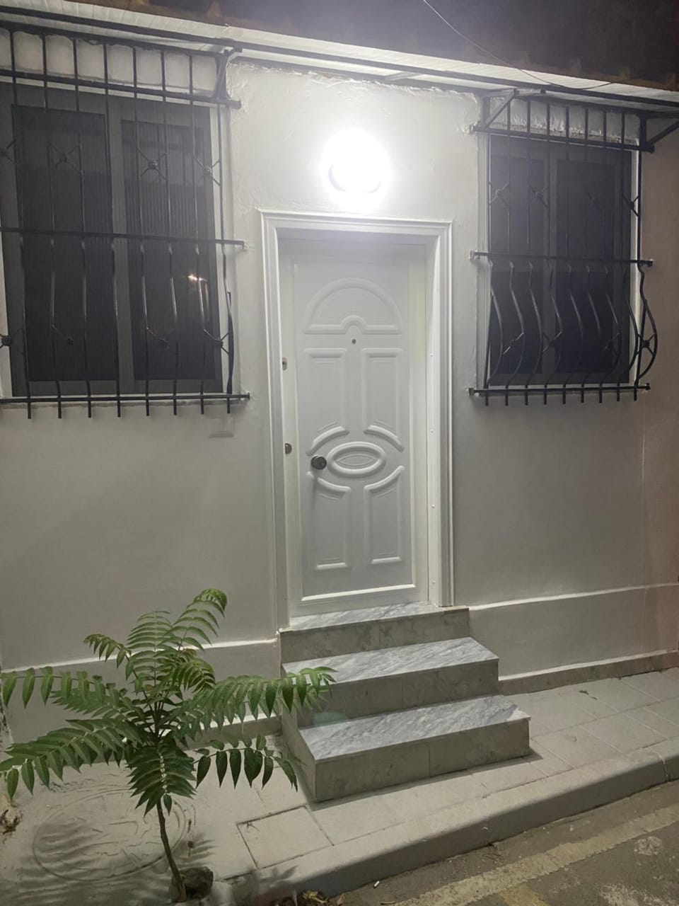 Facade/entrance, Night, Floor plan