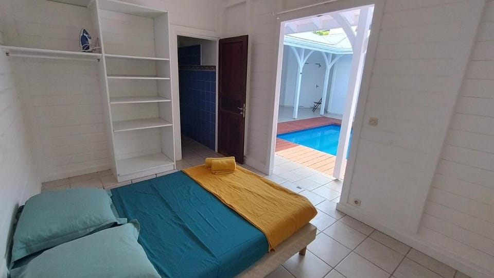Bed, Photo of the whole room, Bedroom, Pool view