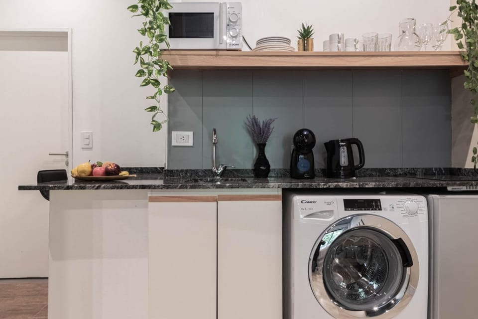 Kitchen or kitchenette, washing machine
