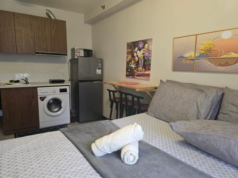 Kitchen or kitchenette, washing machine