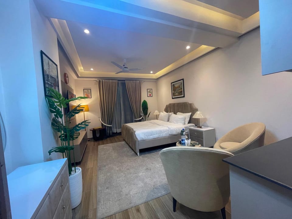 Bed, Living room, Photo of the whole room, Seating area, Bedroom
