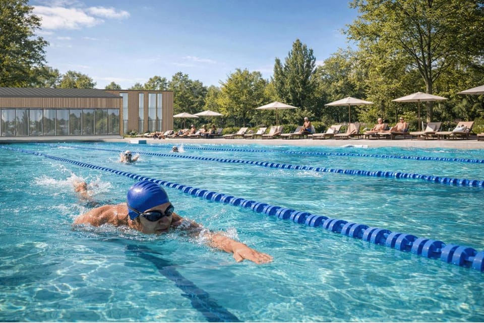 People, Pool view, Swimming pool, sunbed
