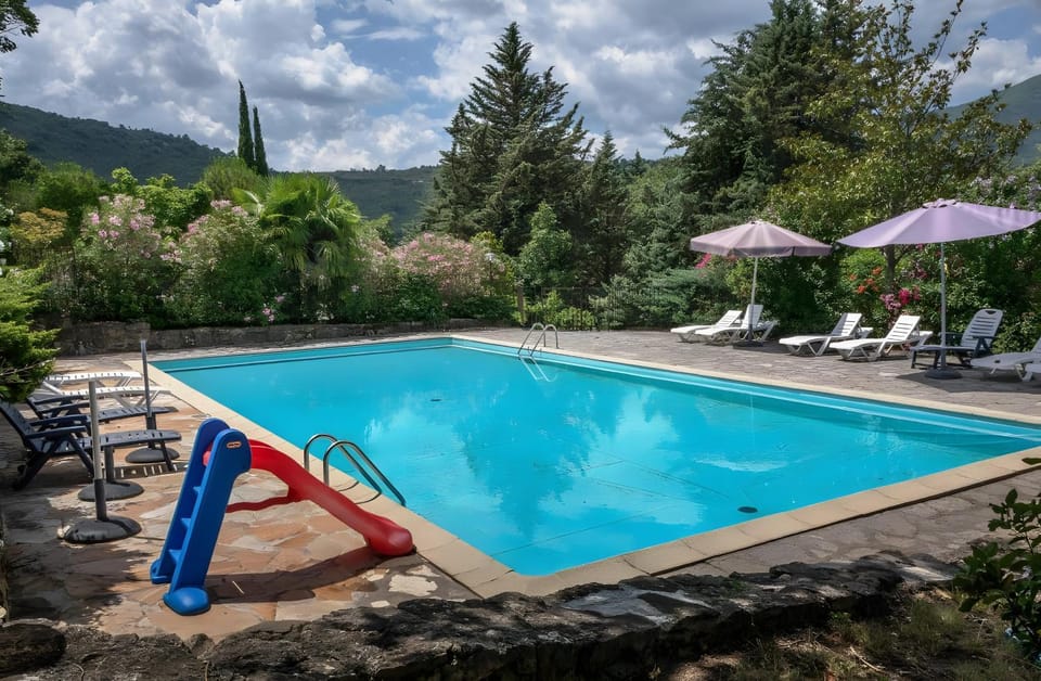 Property building, Living room, Swimming pool
