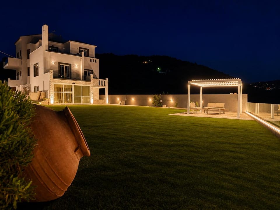 Aegean Horizon Seafront Luxury Villa Plomari Garden Level Villa in Decentralized Administration of the Aegean