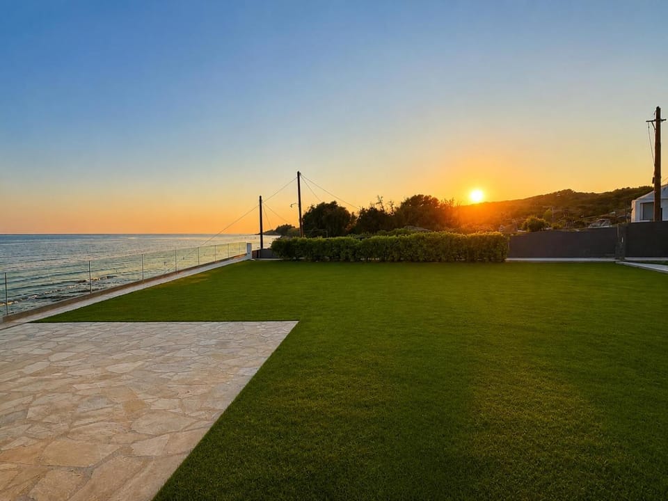 Natural landscape, Garden, Sea view, Sunset