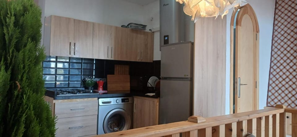 Kitchen or kitchenette, washing machine