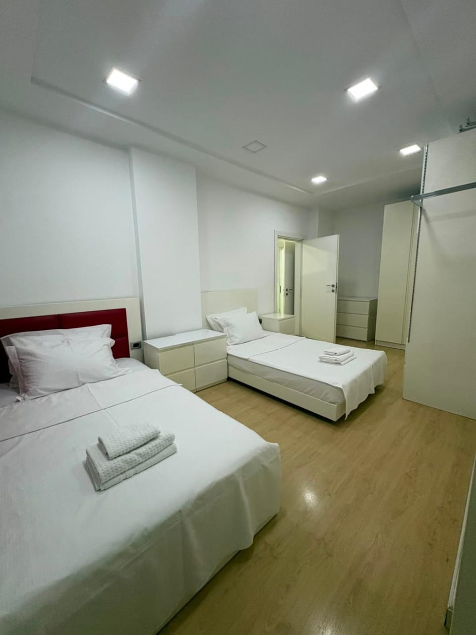 Bed, Photo of the whole room, Bedroom, towels, wardrobe