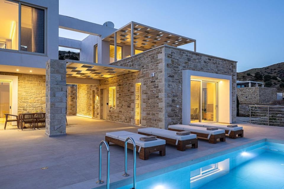Property building, Swimming pool, Sunset