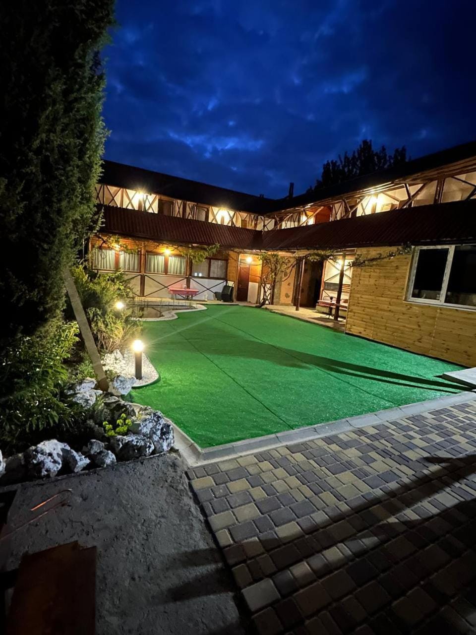 Night, View (from property/room), Seating area, Inner courtyard view