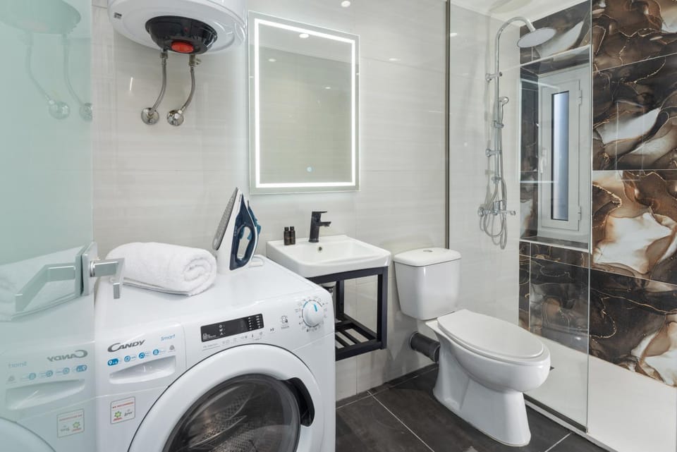 Bathroom, washing machine, dryer