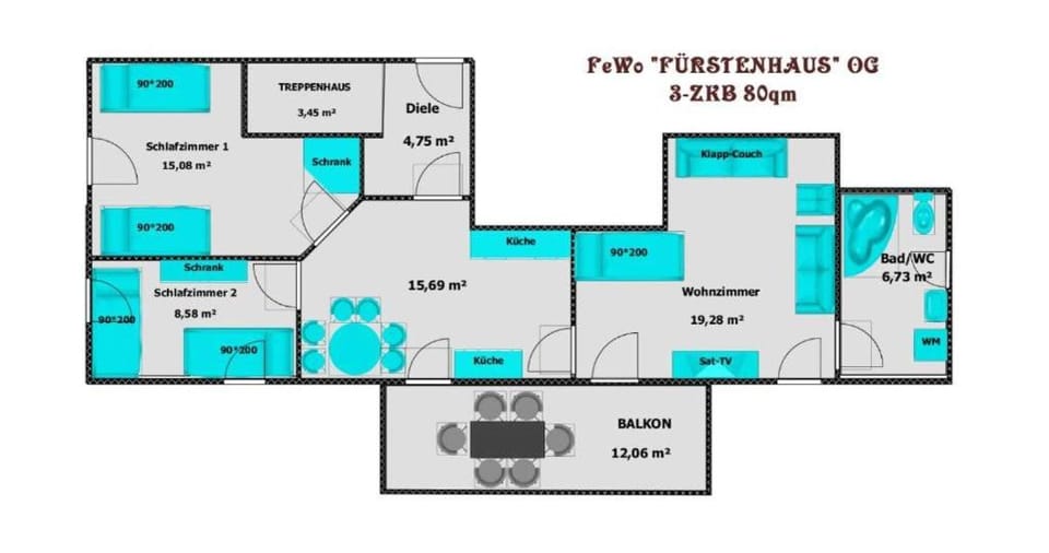 "Fürstenhaus-2" Business Apartment, 3-ZKB, OG, Balkon, Hofgeismar-Zentrum Apartment in Hesse