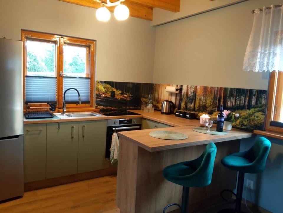 Kitchen or kitchenette, stove