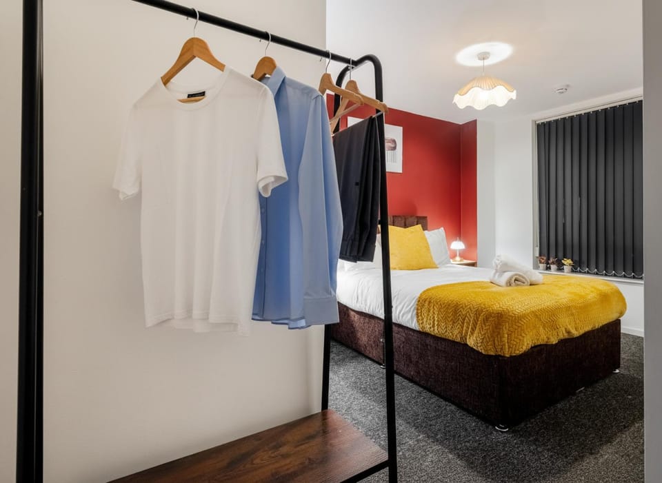 Bed, Photo of the whole room, Bedroom, towels, wardrobe