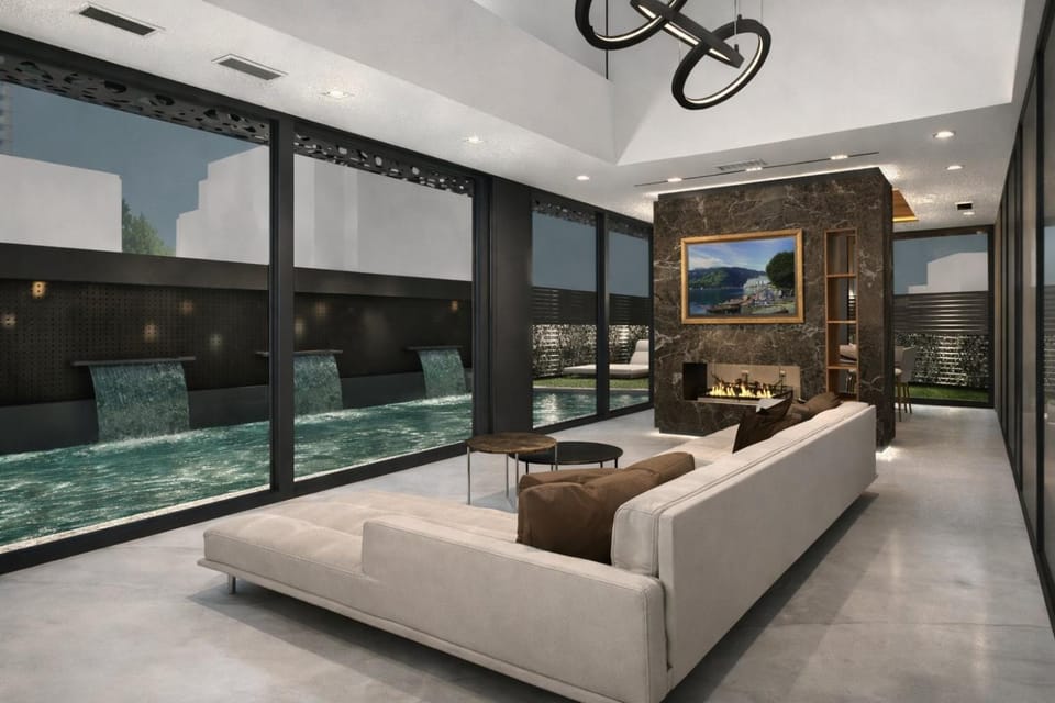 Property building, Activities, TV and multimedia, Living room, Swimming pool, Inner courtyard view, acessibility