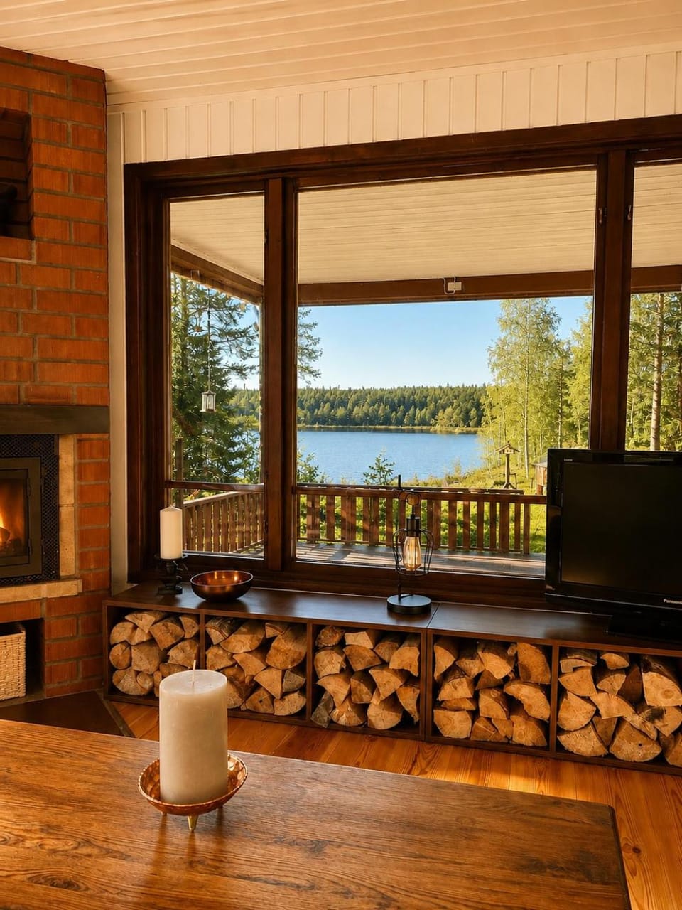 Day, Natural landscape, View (from property/room), Balcony/Terrace, Living room, Lake view