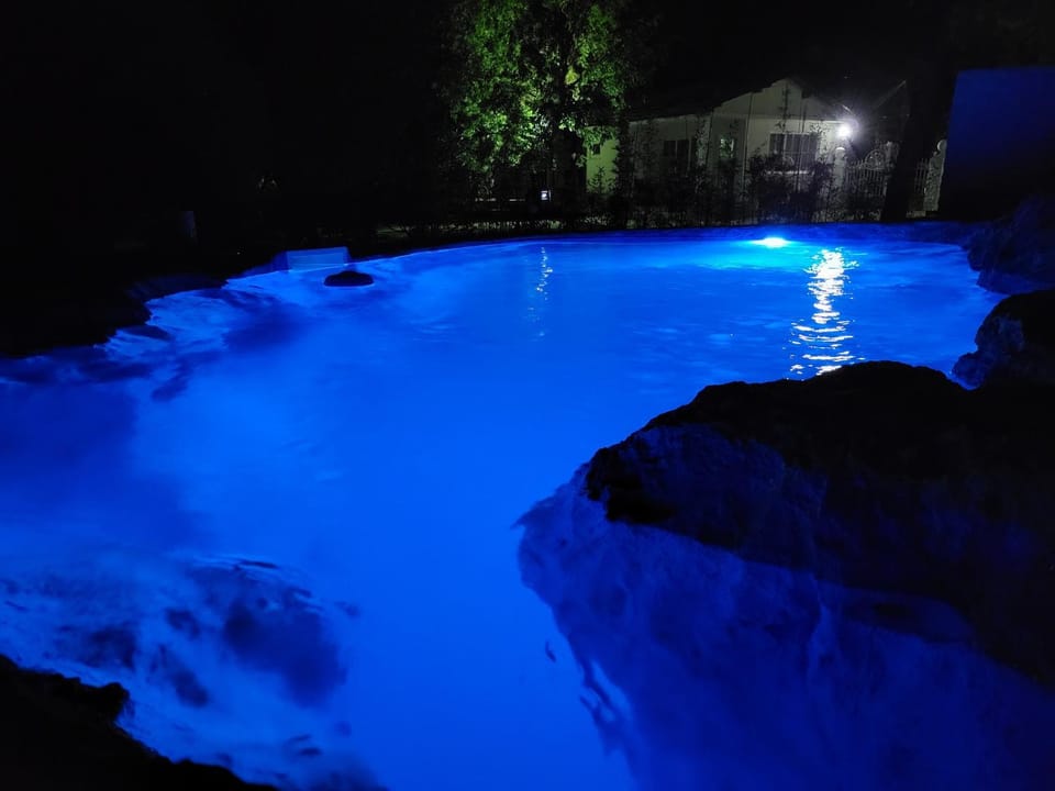 Night, Pool view, Swimming pool