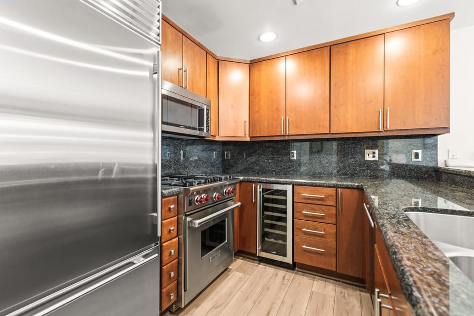 Kitchen or kitchenette, microwave, oven, stove, kitchen