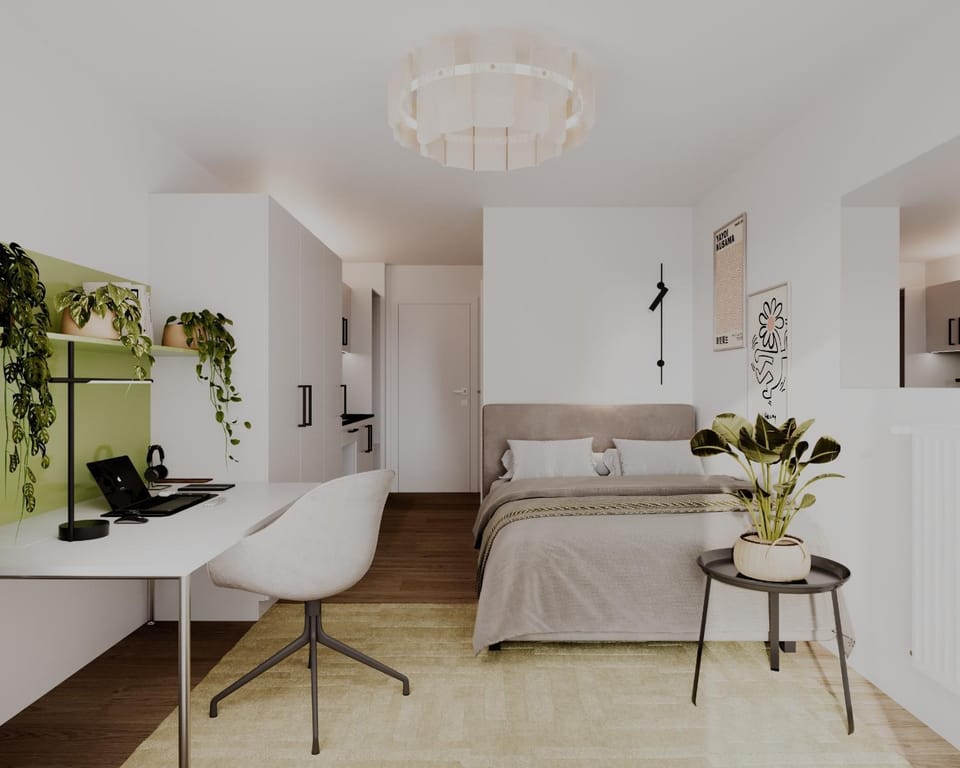 Property building, Living room, Bedroom