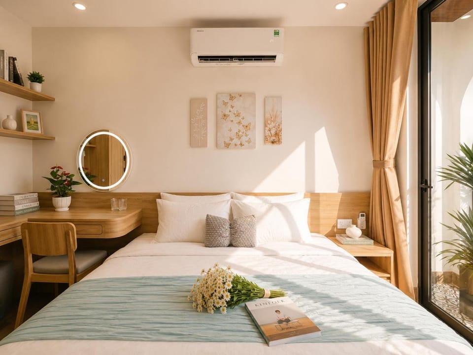Bed, Photo of the whole room, Bedroom, air conditioner