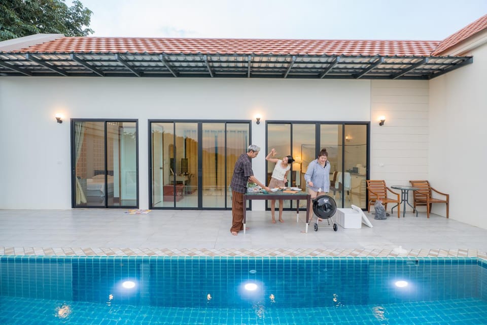 Patio, People, Guests, Swimming pool, group of guests