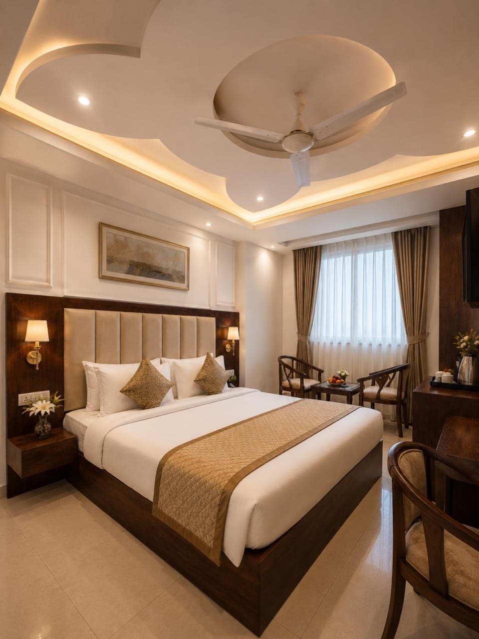 Bed, Living room, Photo of the whole room, Seating area, Bedroom, fireplace