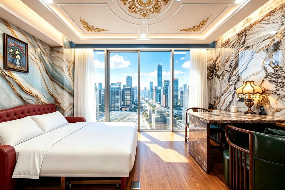 Beijing High-Rise Panoramic European International Mansion- Near Embassy District Forbidden City ,Temple of Heaven and Bar Street ,one-way PEK airport pick-up Express collection, free laundry, free coffee tourist ticket service Hotel in Beijing