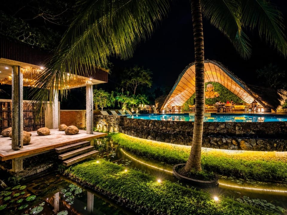 Natural landscape, Garden, Swimming pool