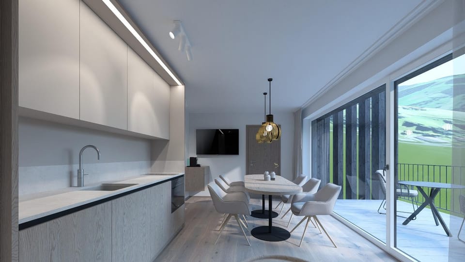 Living room, kitchen