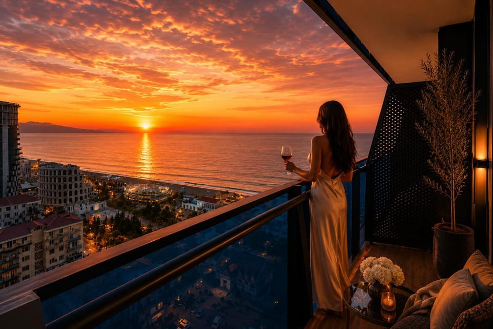 Day, People, Natural landscape, View (from property/room), Balcony/Terrace, Sea view, Sunrise, Sunset, group of guests
