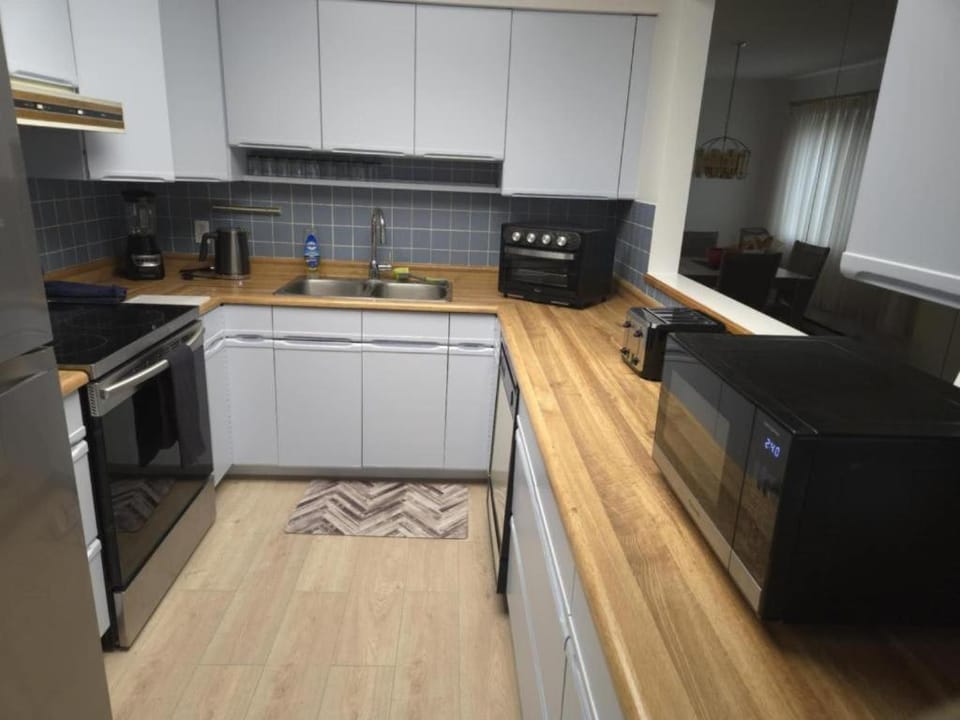 Kitchen or kitchenette, dishwasher, oven, stove