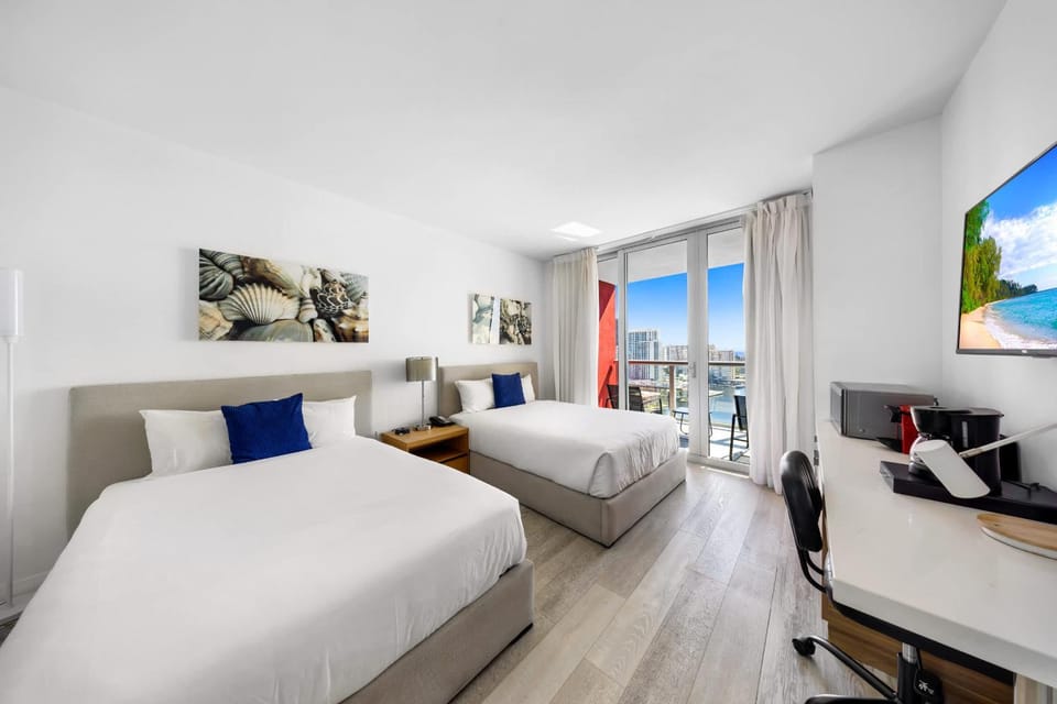 Ocean & Canal View Studio with Balcony Beachwalk Resort 2109 Apartment in Hallandale Beach
