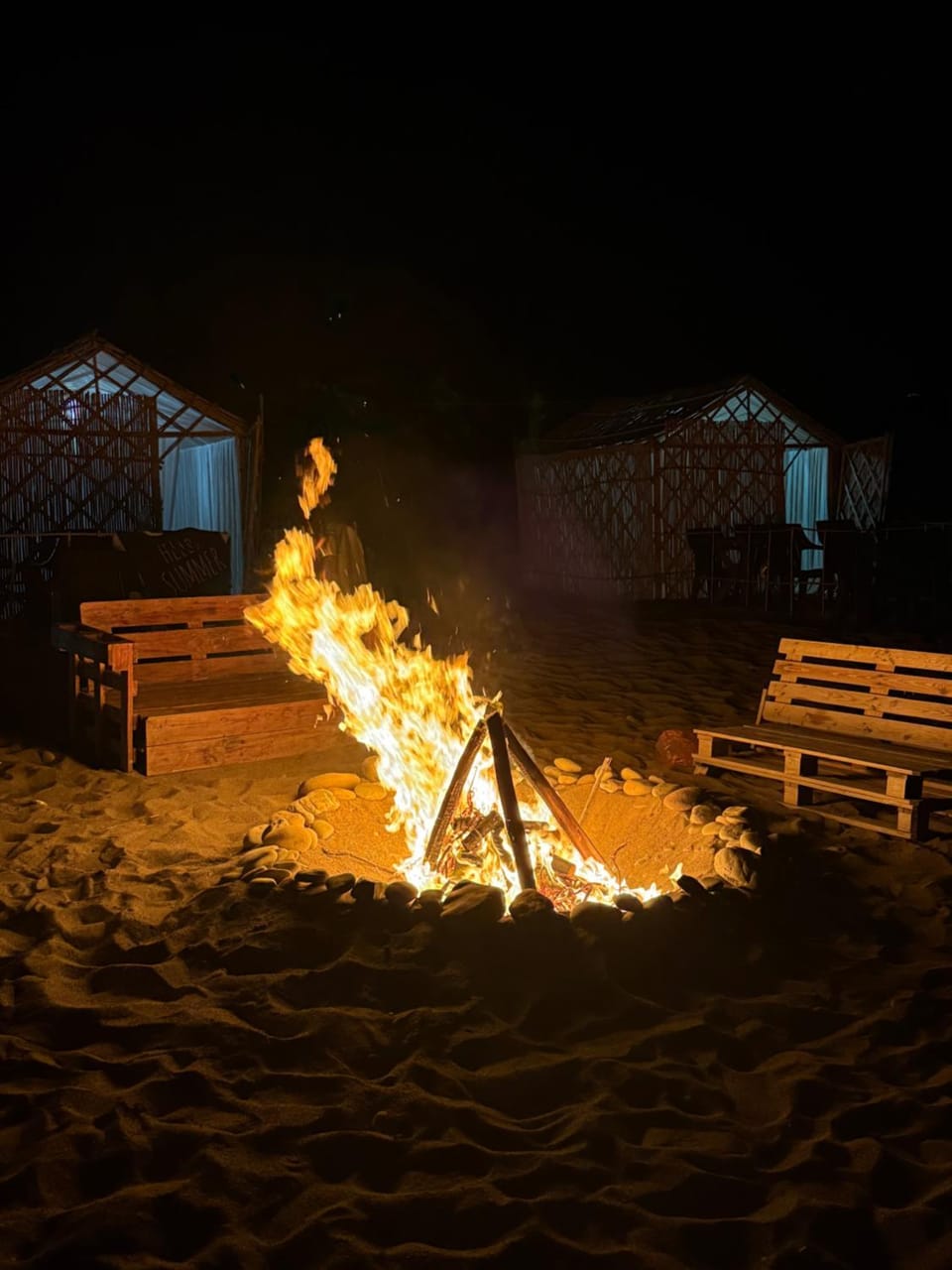 Night, Natural landscape, fireplace