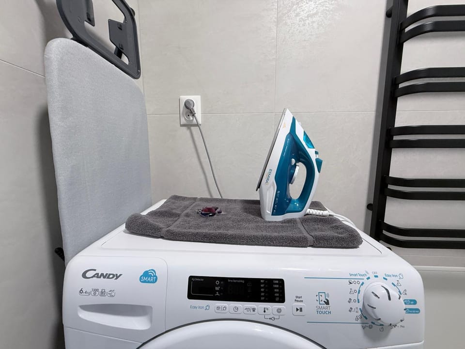 flat iron, washing machine, dryer