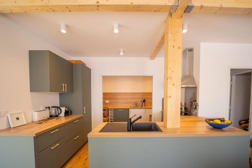 Kitchen or kitchenette, stove, kitchen