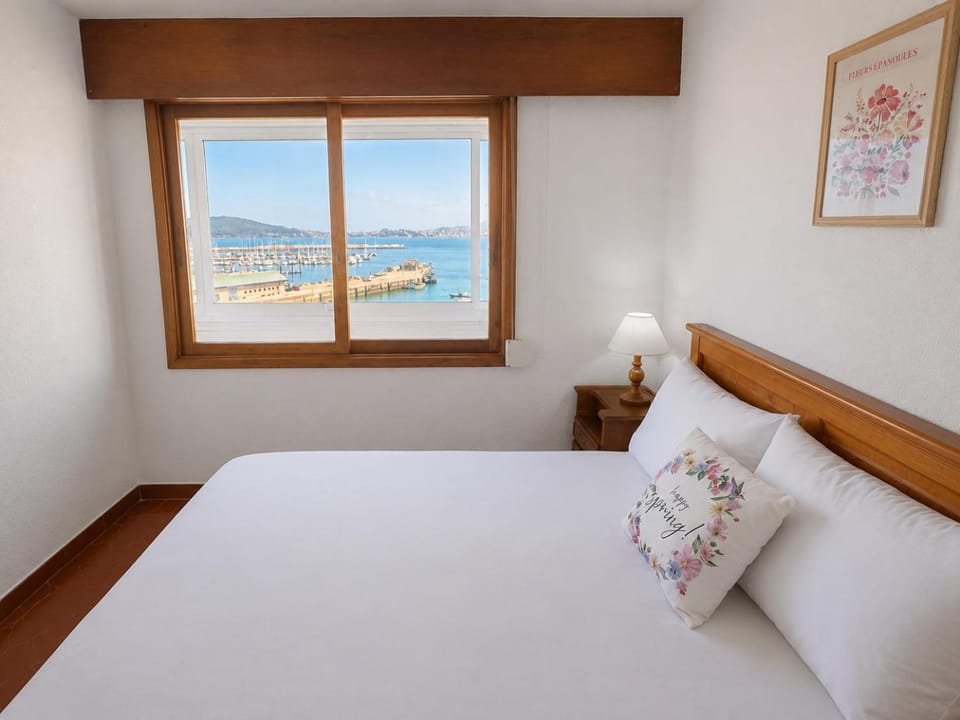 Bed, Natural landscape, Bedroom, Sea view