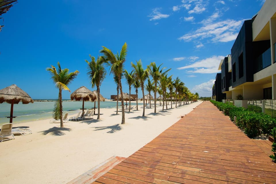 Property building, Natural landscape, Beach, Sea view, sunbed